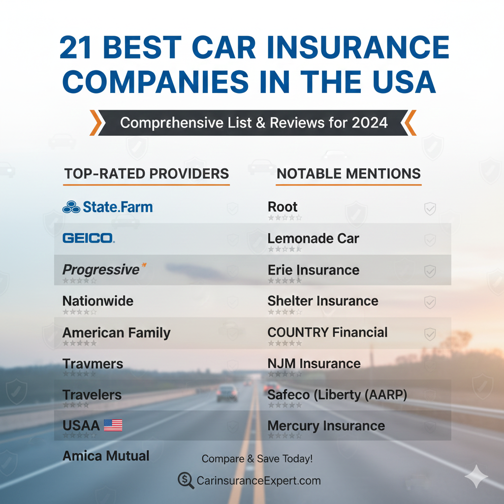 List of 21 Best Car Insurance Companies in USA